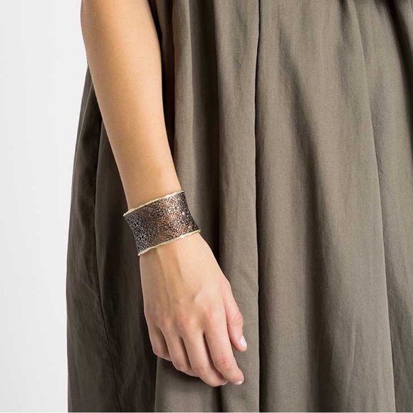 Kendra Scott Candace Gunmetal and Gold Filigree Cuff Bracelet - Picture 2 of 12
